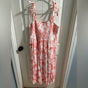 Torrid Pink and White Smocked Dress
